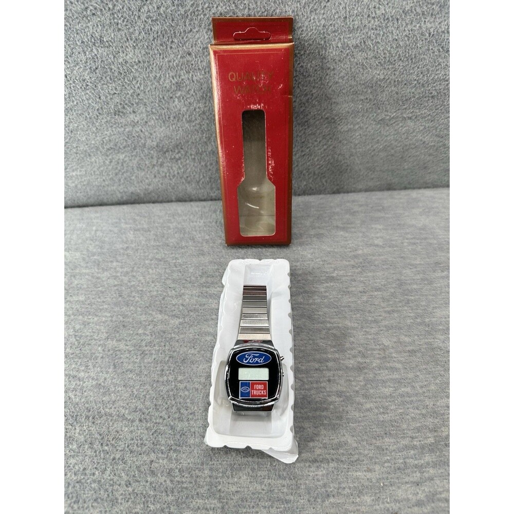 FORD TRUCKS Vintage Advertising Digital Silver Tone Wrist Watch